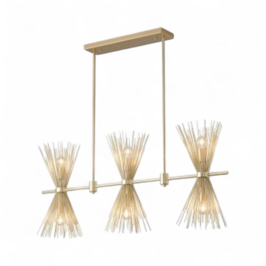 Gold Iron Chandelier with Spiked Cone Shades