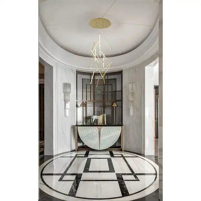 Brass Metal LED Chandelier With White Acrylic Diffusers