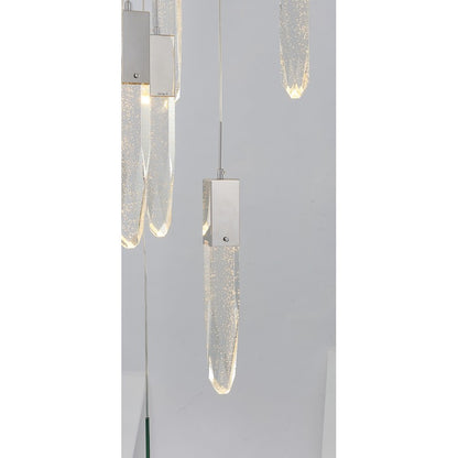 Flushed Chrome Frame Chandelier with Clear Bubble Hanging Crystal Pendants