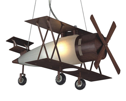 Brown Airplane Chandelier With A Frosted White Glass
