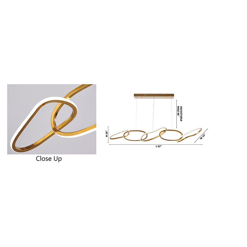 1-Light Gold LED Chandelier with Silicon Diffusers