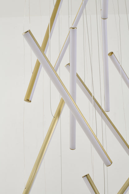 Brass Metal LED Chandelier With White Acrylic Diffusers