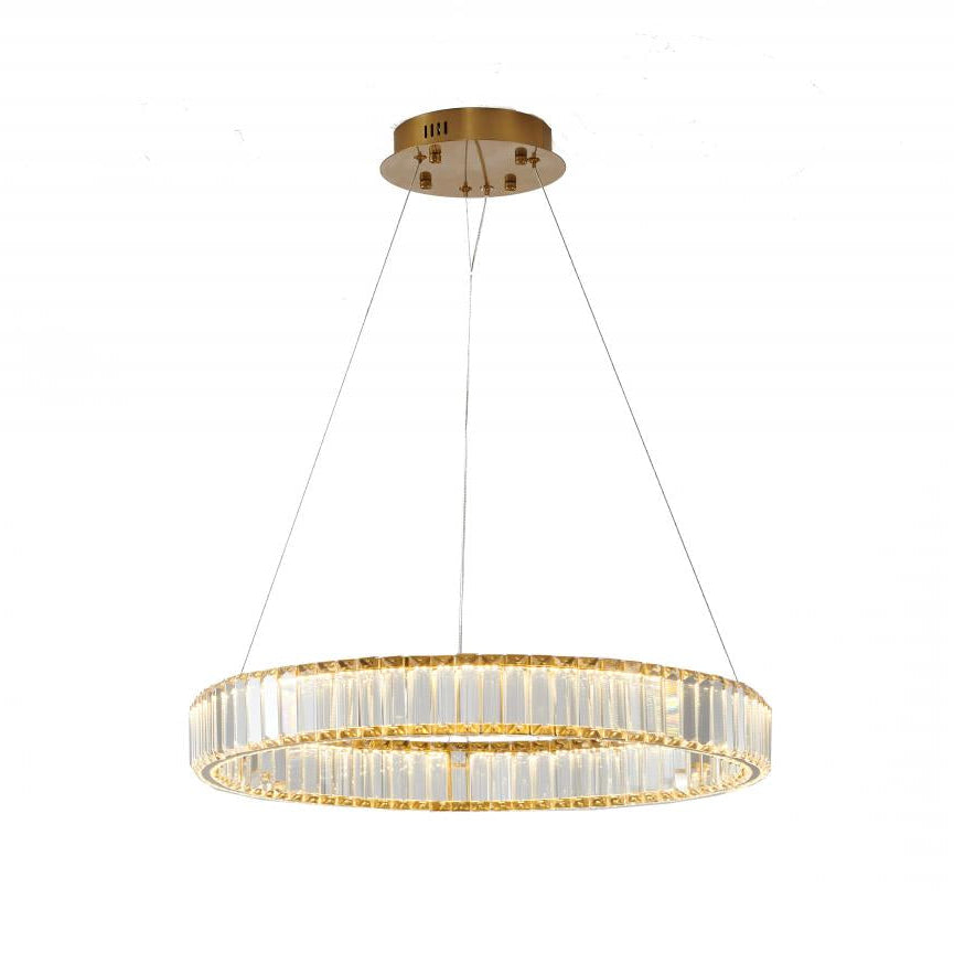 Clear Crystal Halo Chandelier With Chrome/Gold Hardware