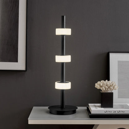 Aluminum And Spanish Alabaster Table Lamp Black