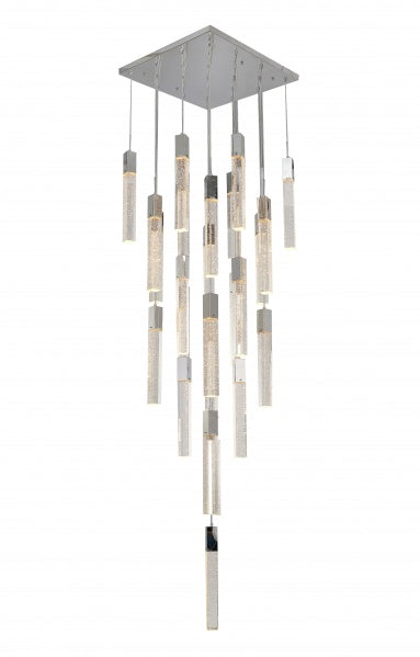 Flushed Matte Black Frame Chandelier with Hanging Clear Bubble Block Crystals