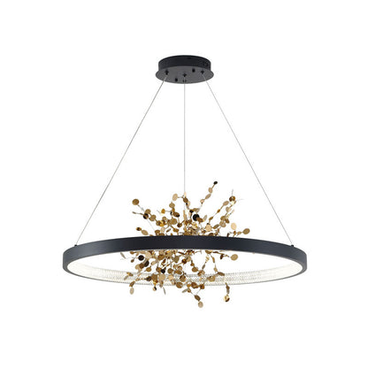 Ring LED Chandelier with Mirror Gold Sparkle