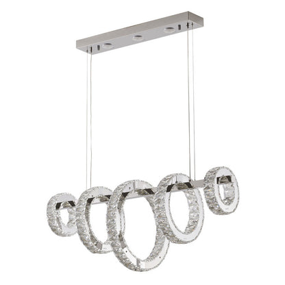 Five-Ring Chrome Crystal LED Chandelier