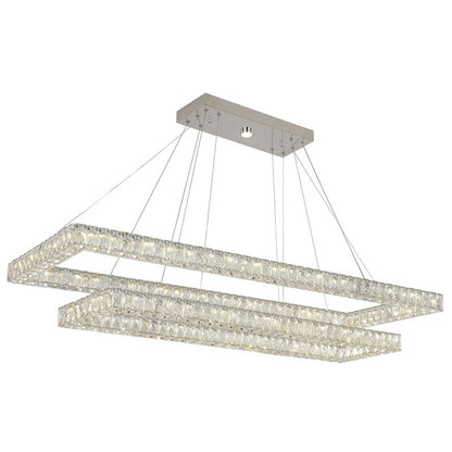 Two Tier Rectangular Clear Crystal Chandelier