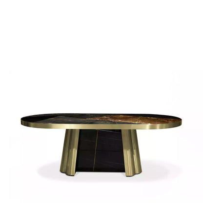 Decodiva Black & Gold Granite Dining Table
