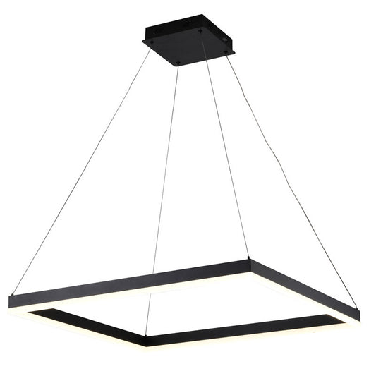 Modern Matte Black Square LED Chandelier – Ultra Slim 30” Contemporary Pendant Light