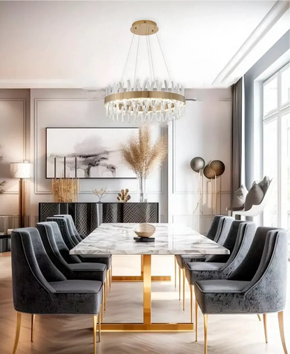 Modern Gold LED Chandelier with Integrated LED & Crystals
by Bethel International