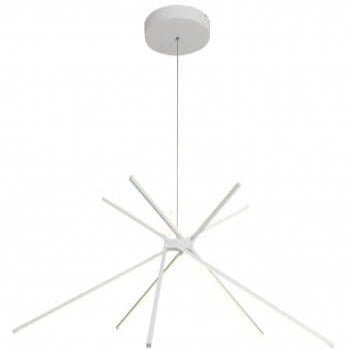 Matte Black/White Match Stick LED Chandelier with Frosted White Diffusers