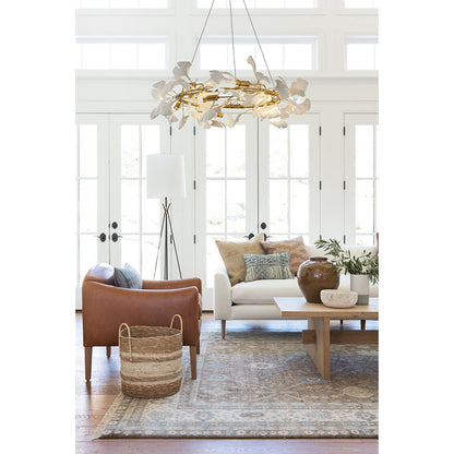 Round Chandelier with White Acrylic Leaf Accents