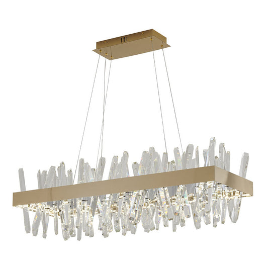 Gold Rectangular Crystal LED Chandelier