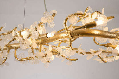 Gold Aluminum Chandelier With Clear Glass