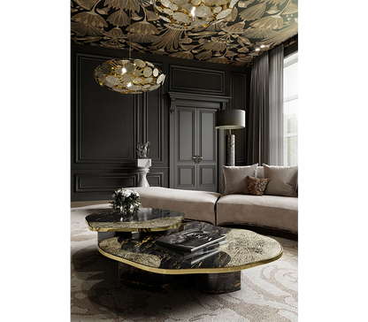 Ophelia Portoro Marble & Gold Center Table