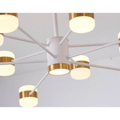 White Framed LED Chandelier with Gold Accents