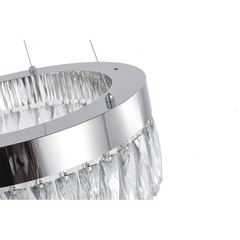 Chrome LED Chandelier with Hanging Crystals