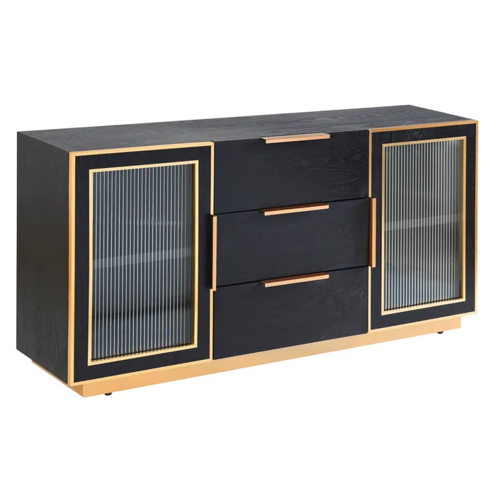 Ebony and Gold Wooden Cabinet