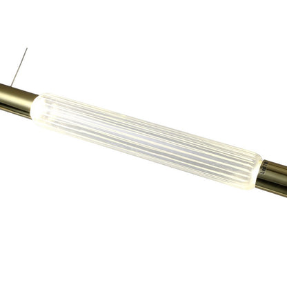 Contemporary Gold LED Chandelier with Glass Linear Design