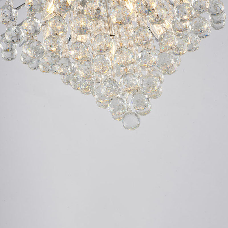 Chrome Waterfall Chandelier With Clear Hanging Crystals