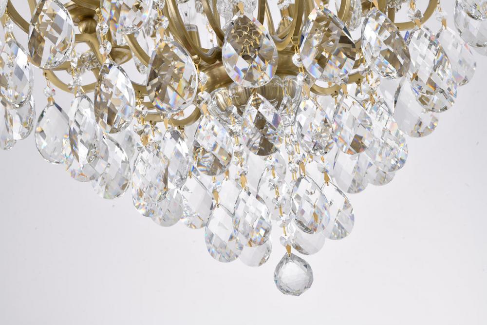 Matte Black Chandelier with Clear Hanging Crystals & Glass Accents