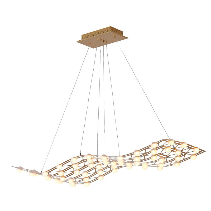 Gold Framed LED ORB Star Light Chandelier With White Acrylic Diffusers