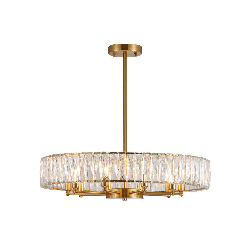 Round Gold Chandelier With A Clear Crystal Band
