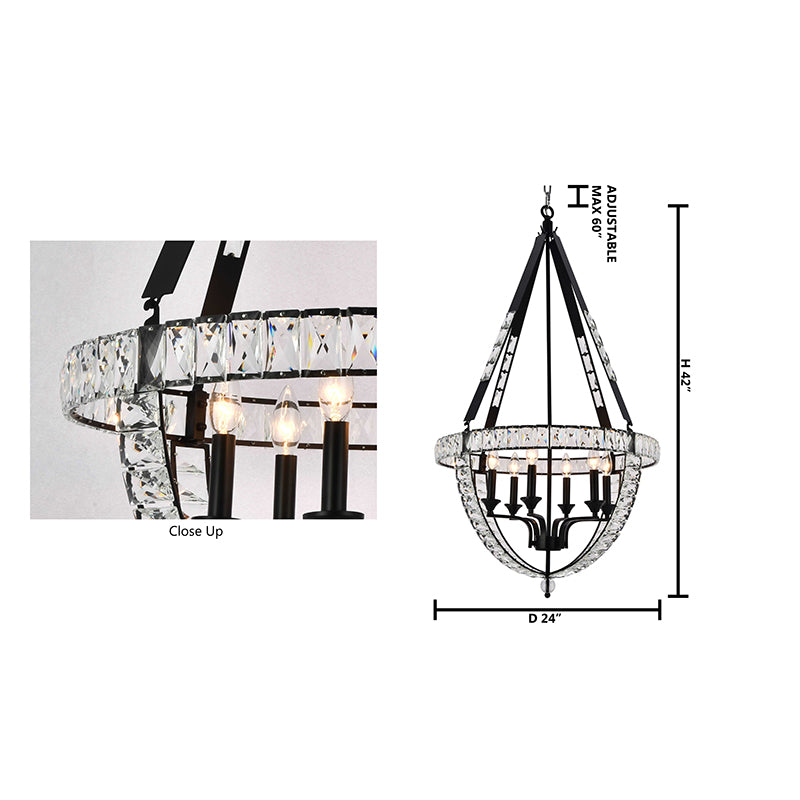 Silver/Matte Black Basket Chandelier
