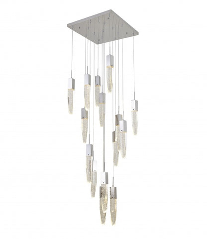Chrome Frame Chandelier with Hanging Bubble Iceberg Crystal Pendants