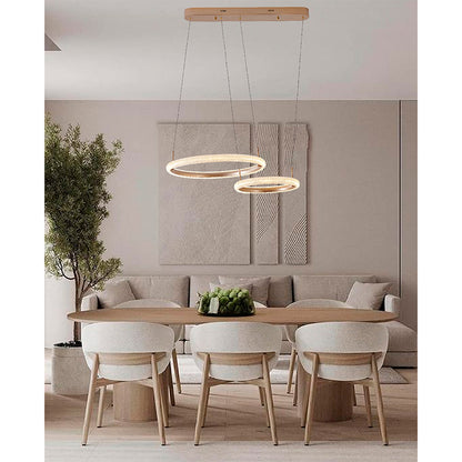 Gold Two Interlocked Ring LED Chandelier With A Clear Acrylic Diffuser