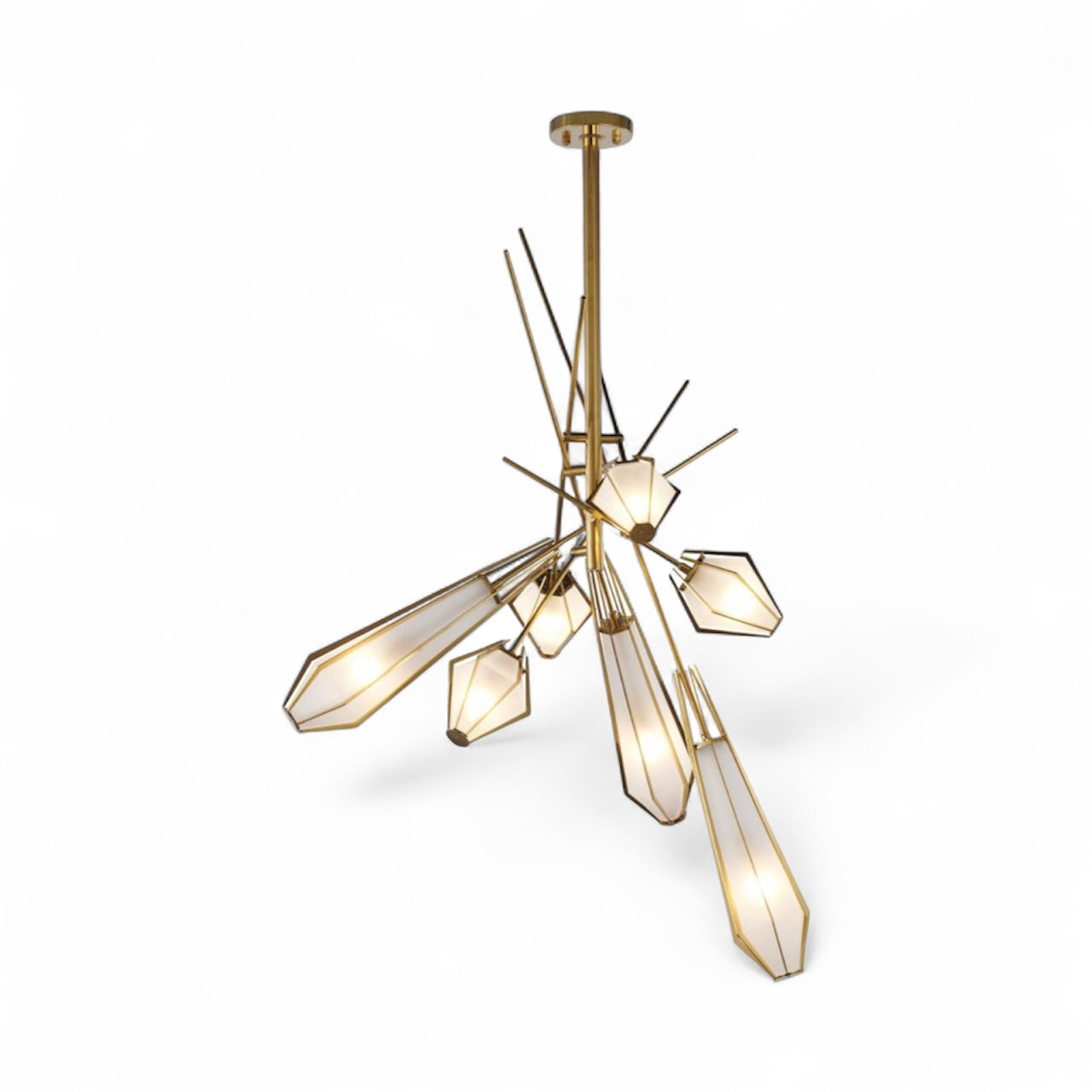 Metal Chandelier with Frosted Glass Shades