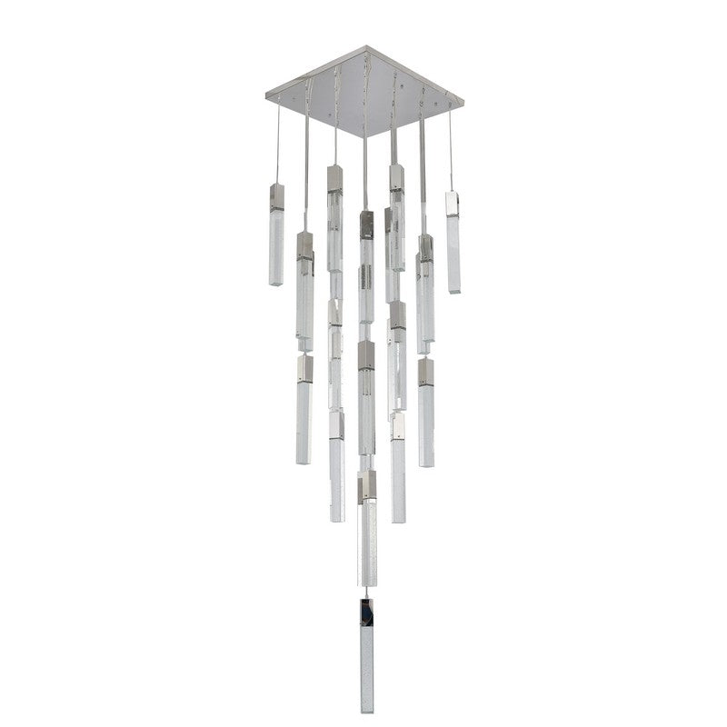 Flushed Matte Black Frame Chandelier with Hanging Clear Bubble Block Crystals