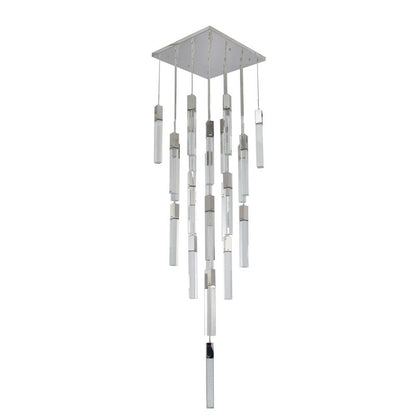 Flushed Matte Black Frame Chandelier with Hanging Clear Bubble Block Crystals
