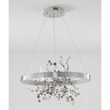 Chrome LED Chandelier with Stainless Steel Confetti Interior – 24"