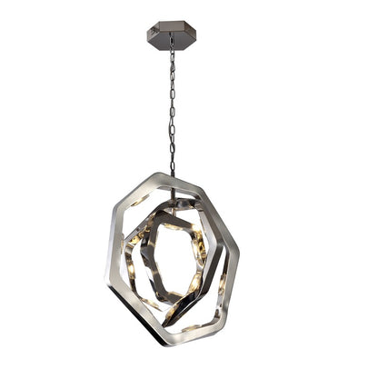 Chrome Triple Ring LED Chandelier With Clear Crystal Accents