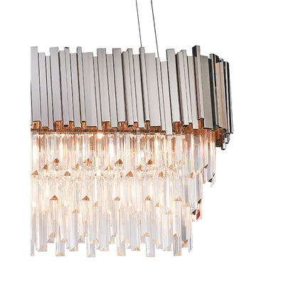 Chrome/Gold Chandelier With Clear Hanging Crystals