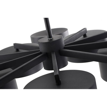 Black/Gold Frame Light Fixture with Black Shades and White Frosted Diffusers