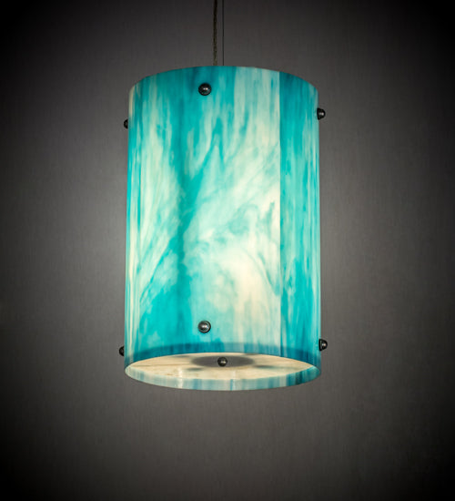 Deep Aqua Opalescent Glass Pendant with Statuario Diffuser by Meyda Lighting