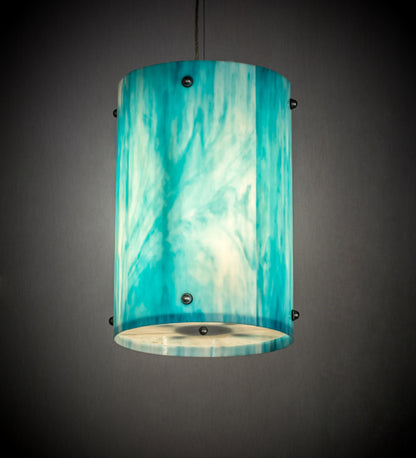 Deep Aqua Opalescent Glass Pendant with Statuario Diffuser by Meyda Lighting