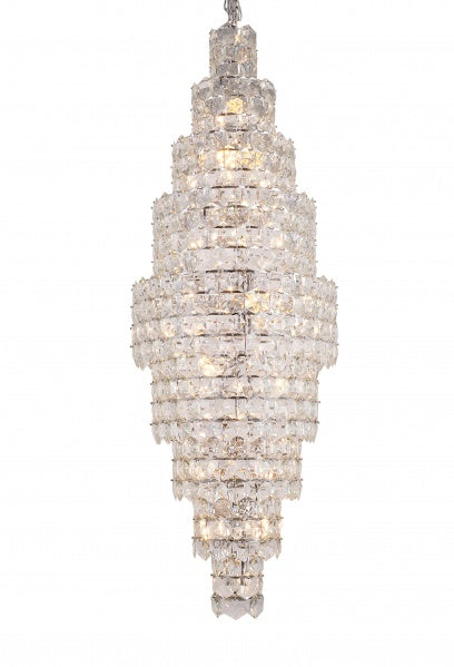 Nine Tier Chrome Frame Chandelier With Clear Hanging Crystals