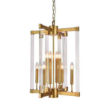 Antique Gold Chandelier With Clear Acrylic Arms