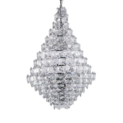 Chrome Frame Chandelier With Clear Hanging Crystals