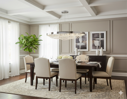 Chrome Frame LED Chandelier with Crystal Accents