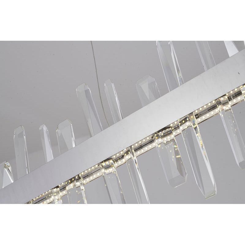 Chrome Linear LED Chandelier With Clear Crystals