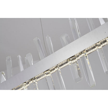 Chrome Linear LED Chandelier With Clear Crystals