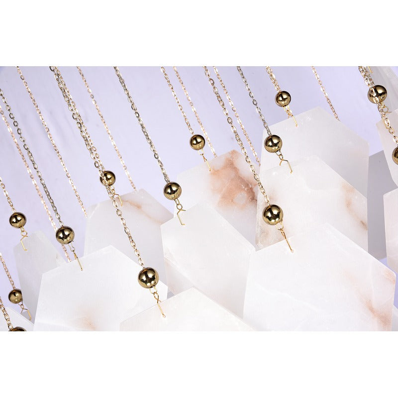 Gold Stainless Steel Chandelier with Spanish Alabaster Stones