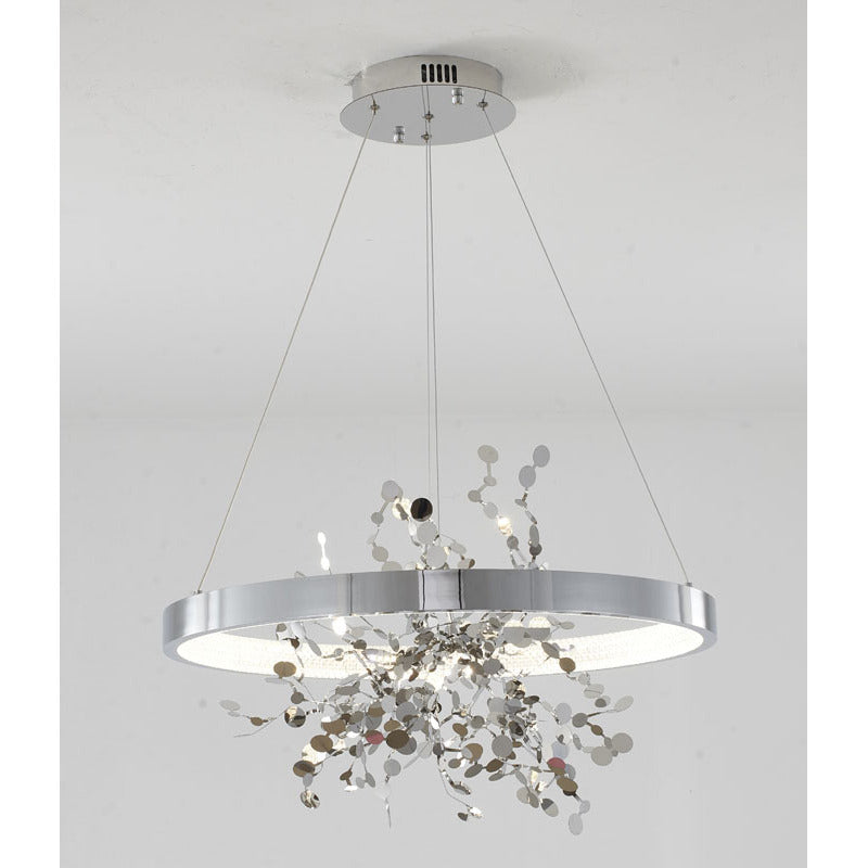 Chrome LED Chandelier with Stainless Steel Confetti Interior – 24"