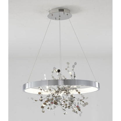 Chrome LED Chandelier with Stainless Steel Confetti Interior – 24"