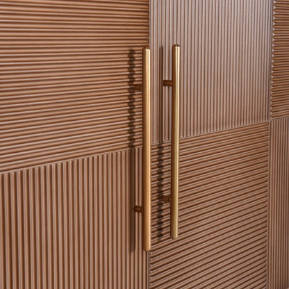 Dark Natural Wooden 4 Door Cabinet